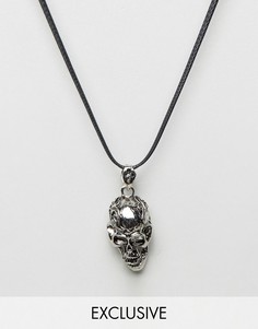 Ожерелье с подвеской в виде черепа Reclaimed Vintage Inspired - Серебряный