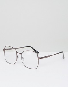 Квадратные очки с прозрачными стеклами ASOS - Коричневый