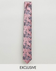 Жаккардовый галстук с цветочным узором Noose & Monkey - Розовый