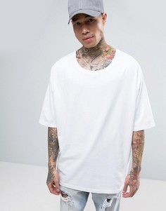Свободная белая футболка в рубчик ASOS - Белый