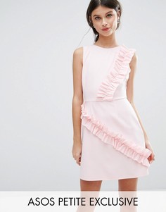 Платье мини с оборками ASOS PETITE - Розовый