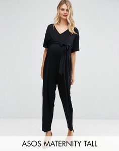 Комбинезон с поясом и рукавами-кимоно ASOS Maternity TALL - Черный