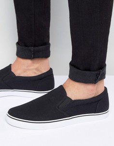 Черные парусиновые кеды-слипоны ASOS - Черный