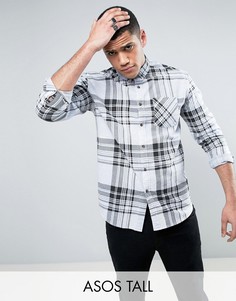 Свободная рубашка в клетку ASOS TALL - Синий