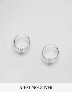 Миниатюрные серебряные серьги-кольца с шариками Reclaimed Vintage Inspired - Серебряный