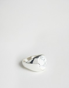 Белое кольцо с овальным камнем Chained & Able - Серебряный