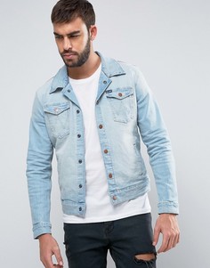 Джинсовая куртка узкого кроя с выбеленным эффектом Wrangler - Синий