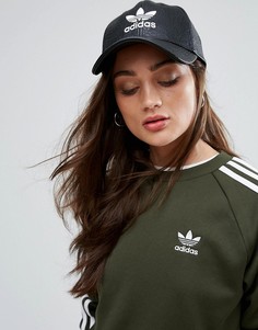 Кепка с эффектом потрескавшейся кожи и логотипом adidas Originals - Черный