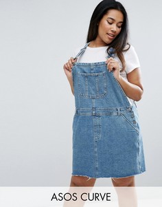 Синий выбеленный джинсовый сарафан ASOS CURVE - Синий