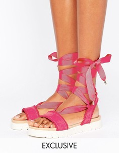 Розовые сандалии с помпонами и завязками Miss KG Dakota - Розовый