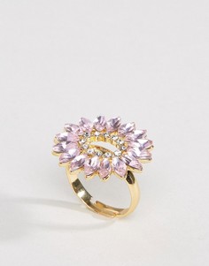 Пыльно-розовое броское кольцо с камнями Johnny Loves Rosie - Золотой