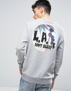 Свитшот с принтом на спине Systvm LA Never Sleep - Серый