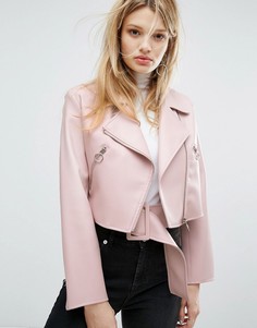 Куртка из искусственной кожи с поясом Outstanding Ordinary - Розовый
