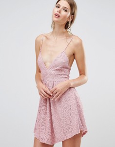 Кружевное платье мини Oh My Love - Фиолетовый