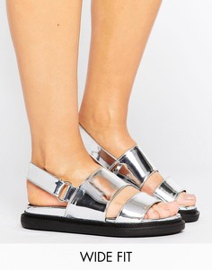 Массивные сандалии для широкой топы ASOS FENNEL - Серебряный
