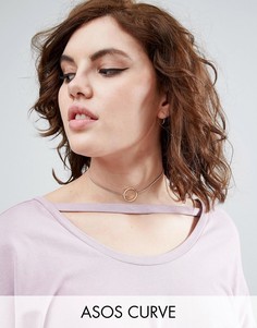 Тонкое ожерелье-чокер с кольцом ASOS CURVE - Золотой
