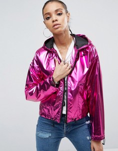 Легкая укороченная куртка цвета металлик ASOS - Розовый