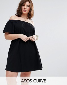 Свободное платье мини на одно плечо ASOS CURVE - Черный