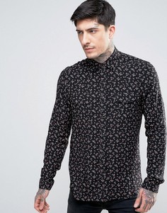 Рубашка классического кроя в стиле вестерн с цветочным принтом ASOS - Черный