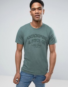 Зеленая обтягивающая футболка с логотипом Abercrombie & Fitch - Зеленый