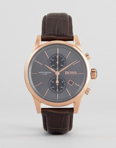 Часы-хронограф с коричневым кожаным ремешком BOSS By Hugo Boss 1513281 Jet - Коричневый