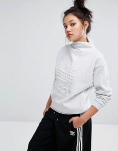 Серый свитшот с высоким воротом и логотипом-трилистником adidas Originals Nyc - Серый