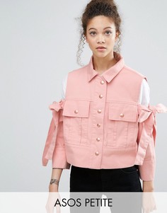 Куртка с открытыми плечами и бантами ASOS PETITE - Розовый