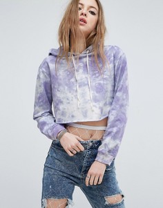 Укороченное худи с принтом тай-дай ASOS - Фиолетовый