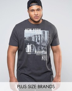 Темно-серая футболка с принтом New York Duke PLUS - Серый