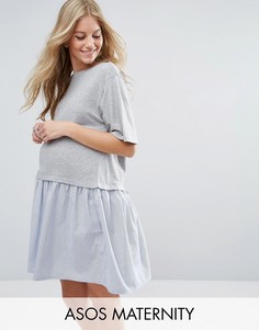 Свободное платье-футболка ASOS Maternity - Серый
