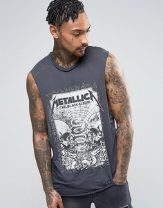 Футболка без рукавов с принтом Metallica ASOS - Черный