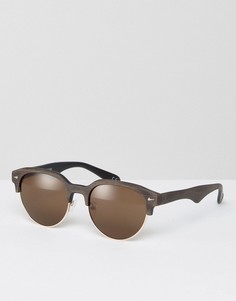 Солнцезащитные очки в стиле ретро с эффектом дерева ASOS - Коричневый