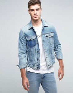 Потертая джинсовая куртка Calvin Klein Jeans - Синий