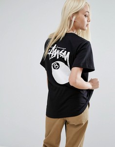 Oversize-футболка с логотипом и 8 шаром Stussy - Черный