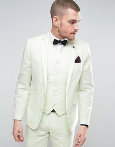 Приталенный пиджак из 55% льна с булавкой-цветком на лацкане Gianni Feraud Wedding - Зеленый