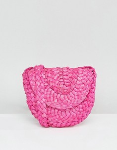 Розовая сумка из бумажной соломки с ремешком через плечо Glamorous - Розовый