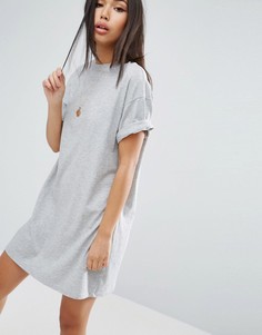 Платье-футболка с отворотами на рукавах ASOS Ultimate - Серый