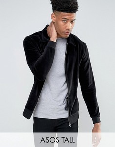 Велюровая трикотажная куртка Харрингтон ASOS TALL - Черный