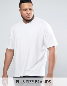 Белая футболка с V-образным вырезом Jacamo PLUS - Белый