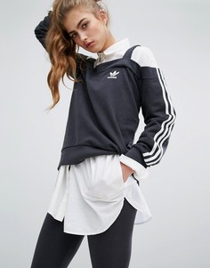 Топ с тремя полосками и открытыми плечами adidas Originals - Черный