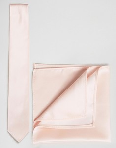 Свадебный галстук и платок для пиджака розового цвета ASOS - Розовый