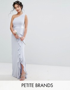 Платье макси на одно плечо с рюшами TFNC Petite Wedding - Синий