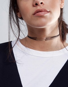 Ожерелье-чокер в несколько оборотов с золотистыми трубочками ASOS - Золотой