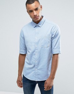 Рубашка на пуговицах с узкими рукавами и нагрудным карманом Esprit - Синий