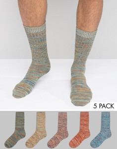 Набор из 5 пар толстых носков в рубчик ASOS - Мульти