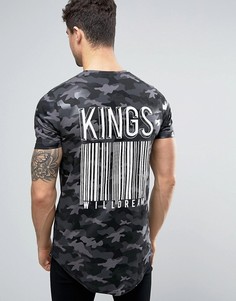 Черная камуфляжная футболка с принтом на спине Kings Will Dream - Черный