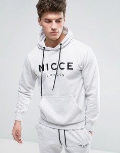 Серое худи с большим логотипом Nicce London - Серый