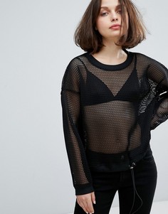 Джемпер в сетку на затягивающемся шнурке Monki - Черный