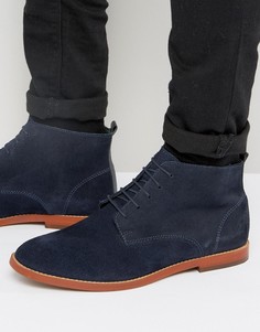 Темно-синие замшевые ботинки на шнуровке Silver Street Jermyn - Синий