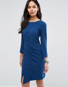 Платье-футляр со сборками и рукавами 3/4 Closet London - Темно-синий